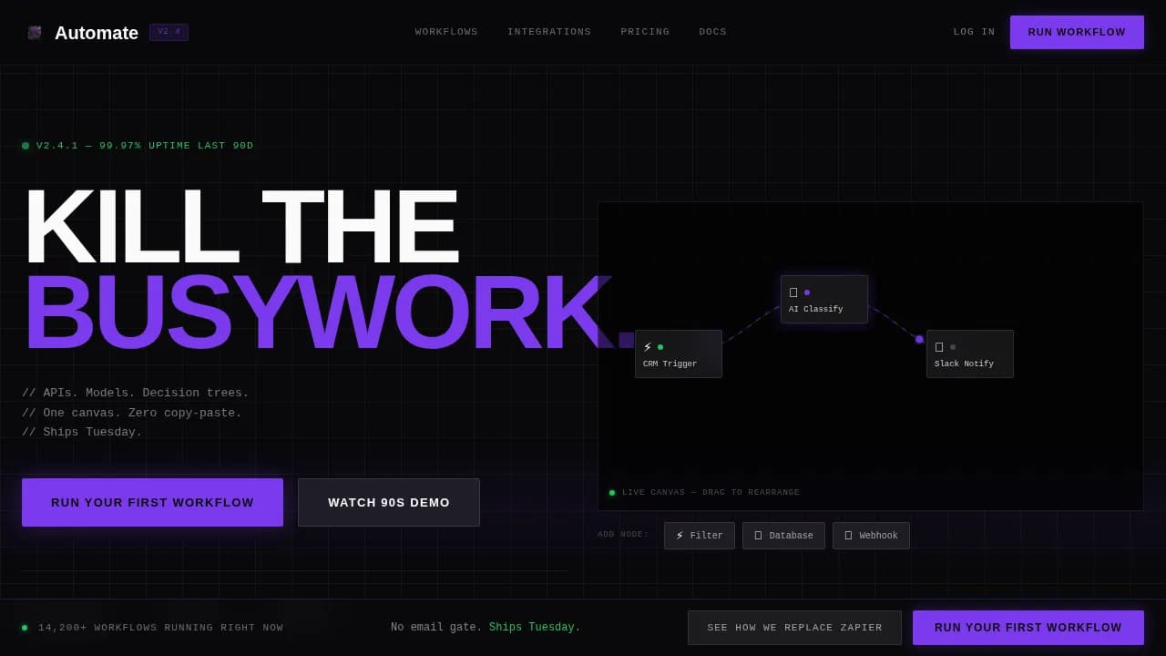 Streamline — Intelligent Automation Workflow Landing Page Template