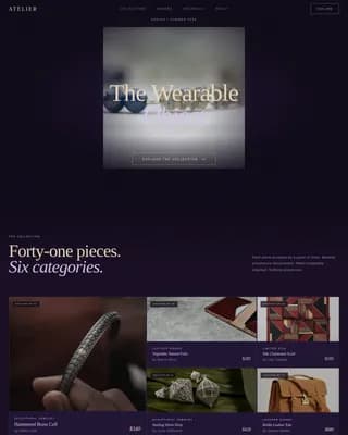 Atelier — Immersive Luxury Accessories Landing Page Template