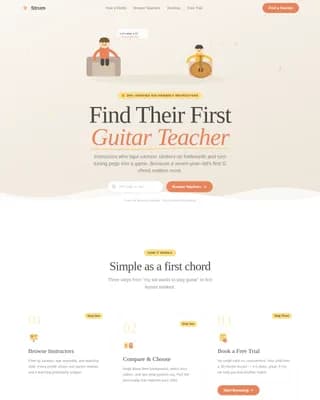 Harmony — Trusted Guitar Instruction Landing Page Template
