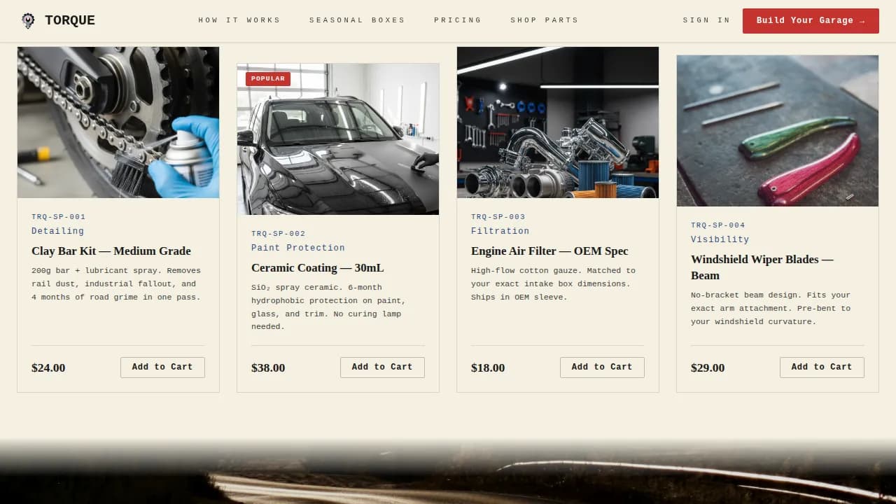 Torque — Premium Automotive Subscription Landing Page Template