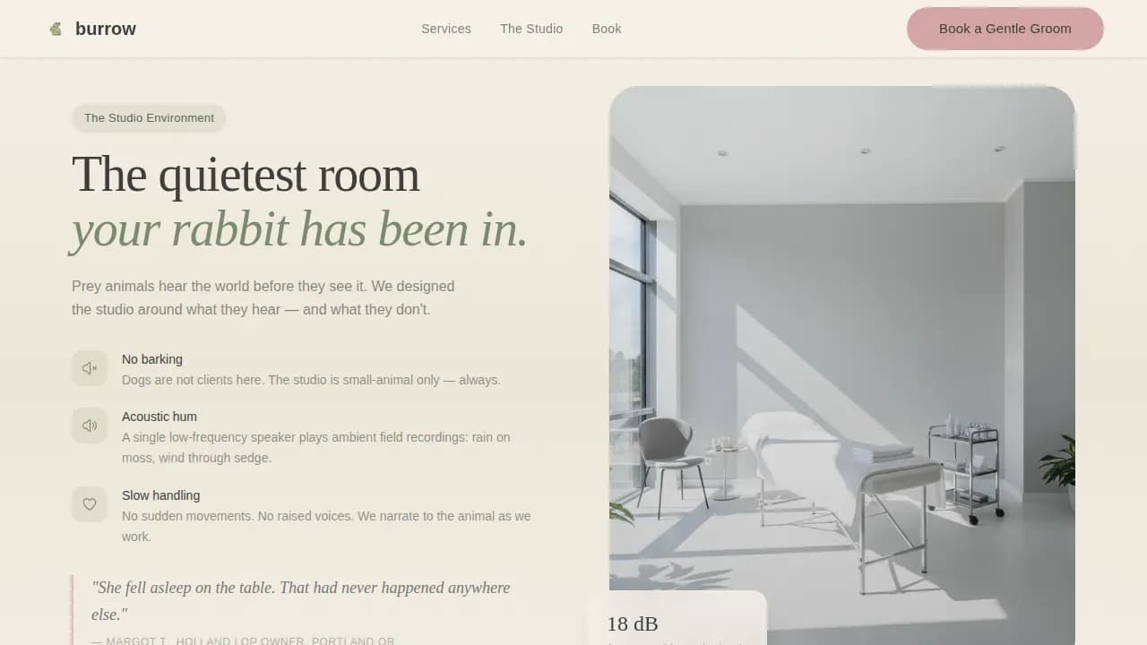 Burrow — Expert Small Animal Care Landing Page Template