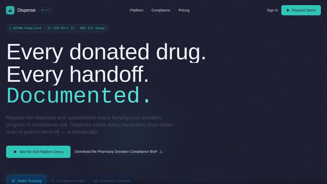 Dispense — Smart Pharmacy Management Landing Page Template