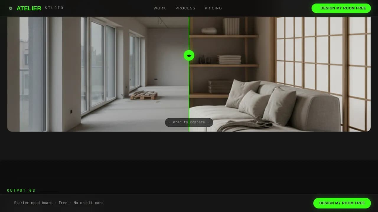 Interior Design Studio Room Budget Estimator Website Template