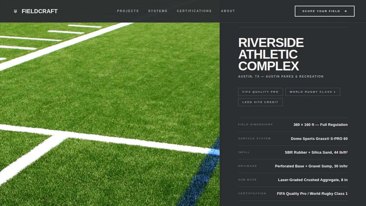 Fieldcraft — Premium Sports Design Landing Page Template