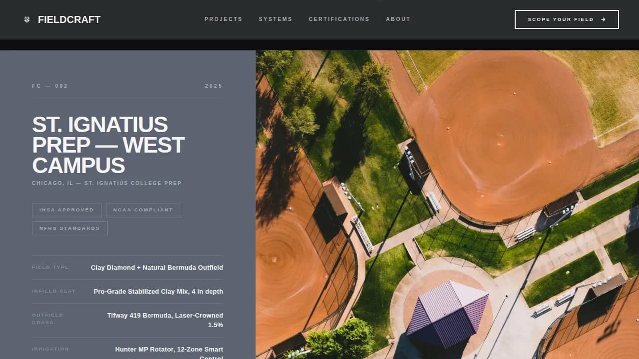 Fieldcraft — Premium Sports Design Landing Page Template