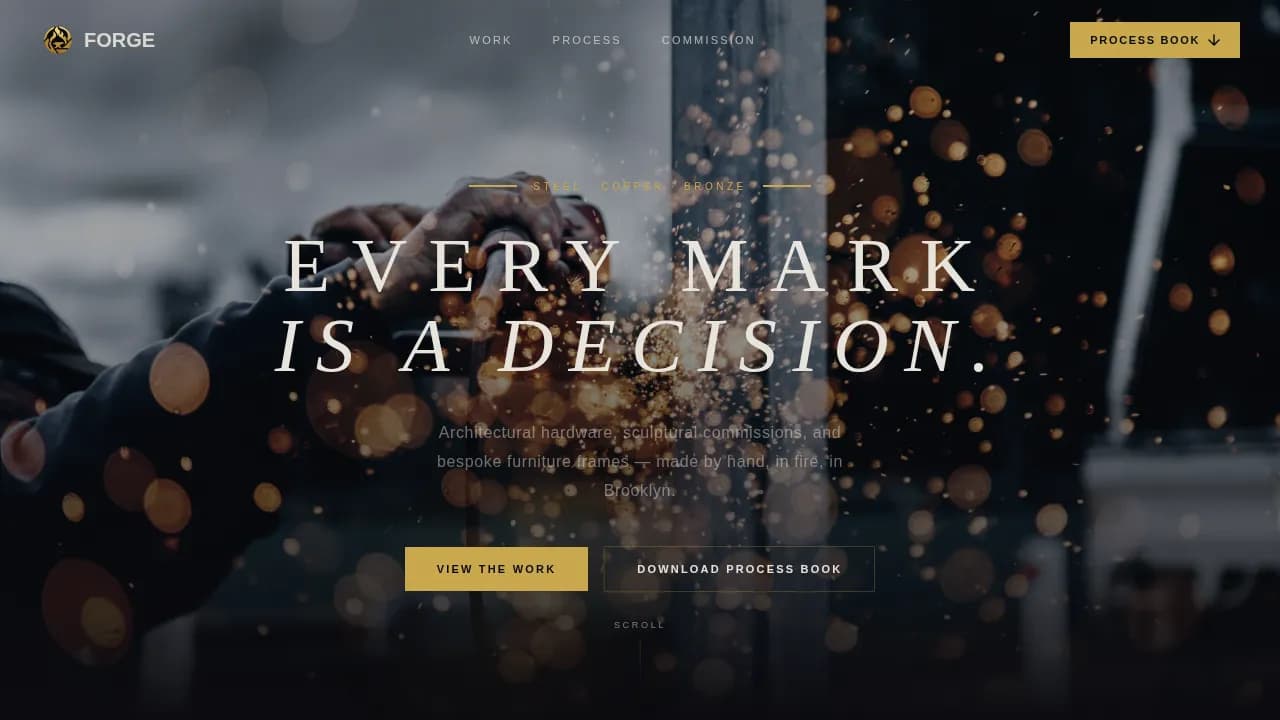 Anvil — Expert Metalsmith Portfolio Landing Page Template