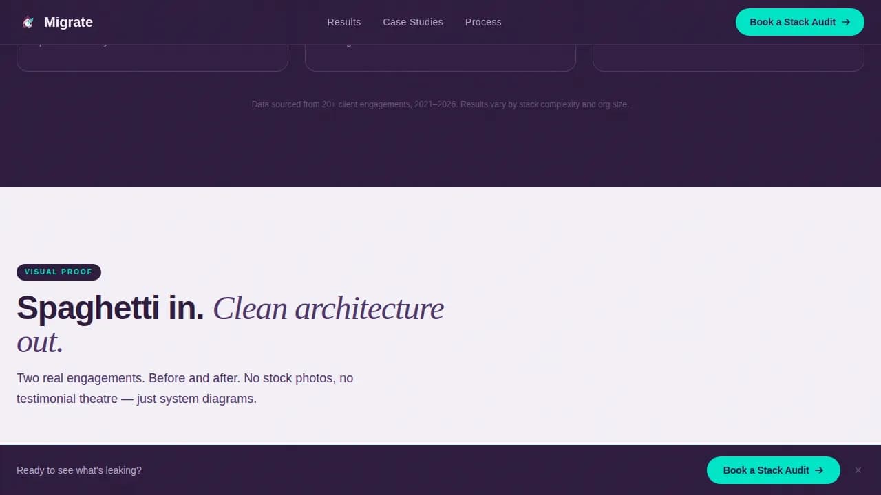 Migrate - Automated SaaS Transformation Consultancy Landing Page Template
