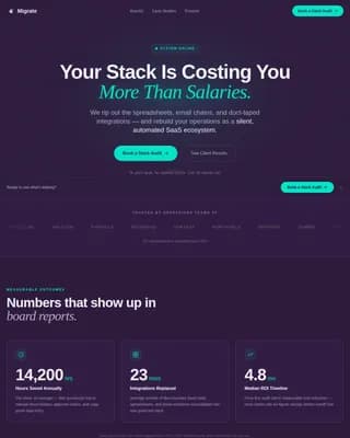 Migrate - Automated SaaS Transformation Consultancy Landing Page Template