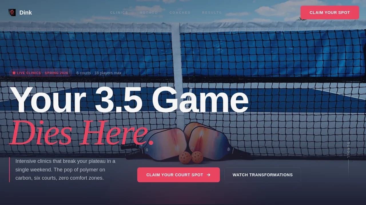 Ace — Dynamic Pickleball Coaching Landing Page Template
