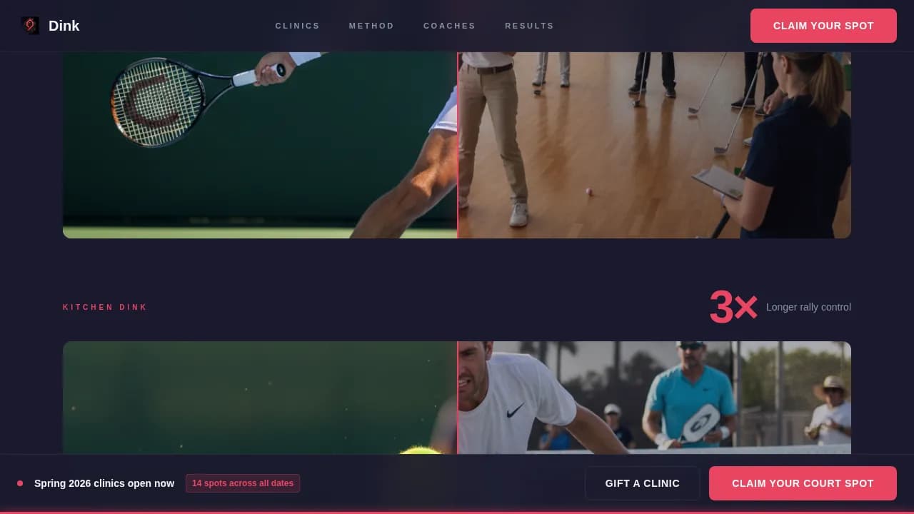 Ace — Dynamic Pickleball Coaching Landing Page Template
