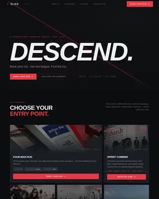 Velocity — Competitive Bobsled Booking Landing Page Template