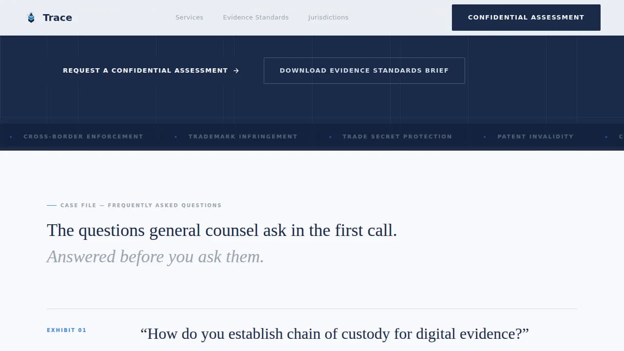 Trace - Confidential IP Investigation Landing Page Template