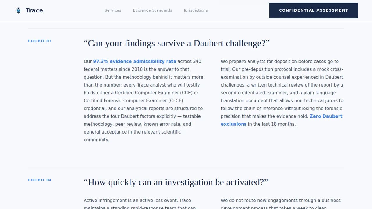 Trace - Confidential IP Investigation Landing Page Template