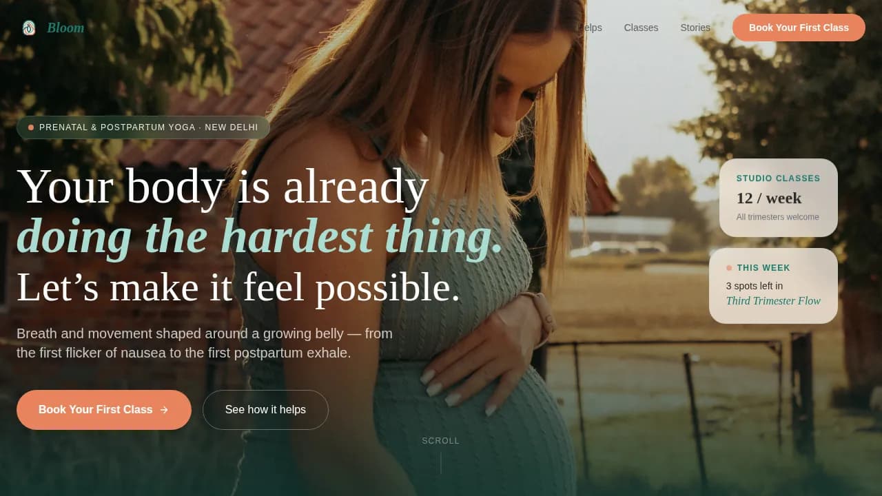 Bloom - Prenatal Yoga Booking Landing Page Template