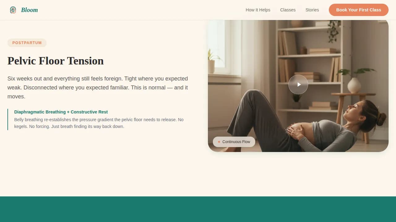 Bloom - Prenatal Yoga Booking Landing Page Template