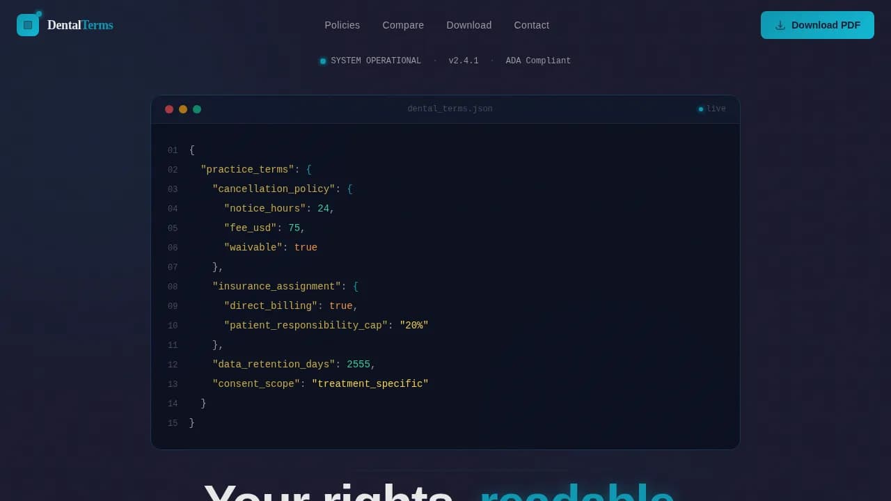 Dental Practice Policy & Insurance Comparison Website Template