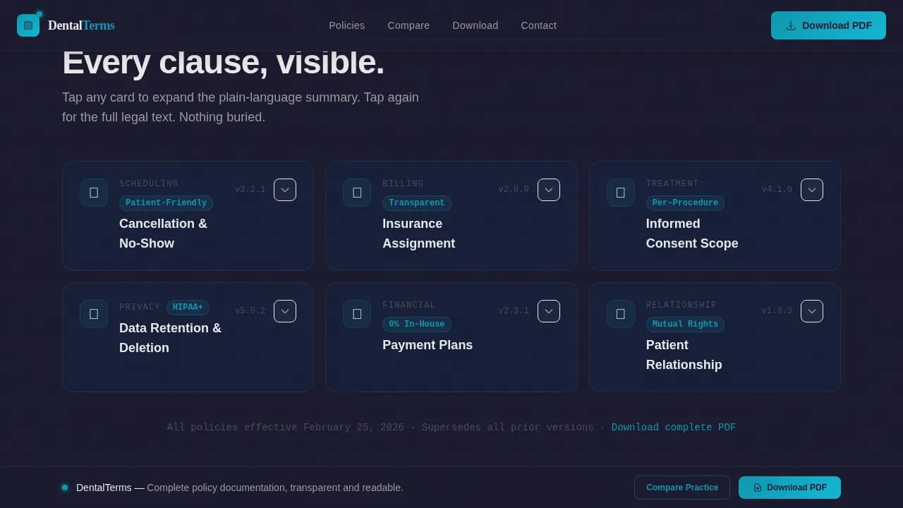 Dental Practice Policy & Insurance Comparison Website Template