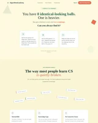 Algorithmia — Foundational Computer Science Learning Landing Page Template