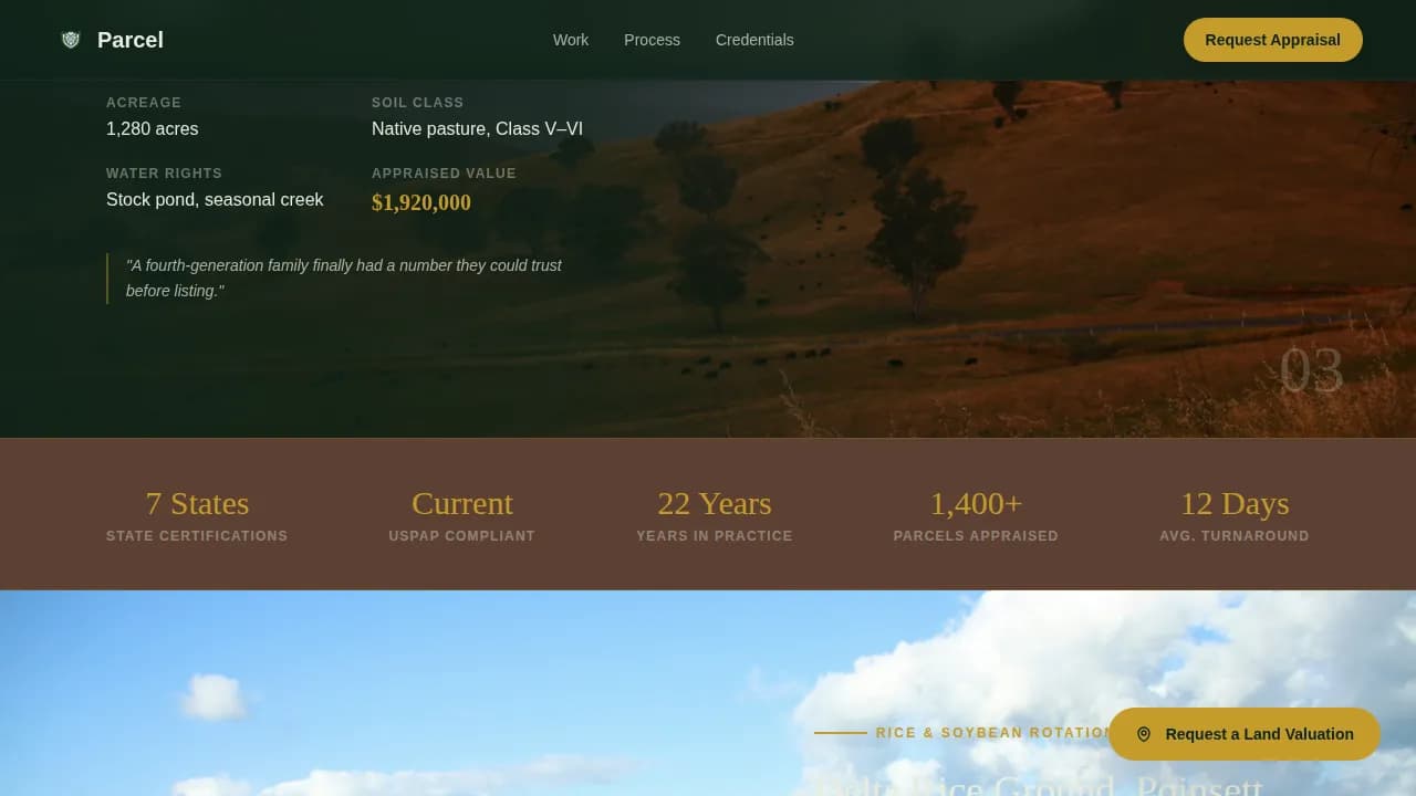 Parcel - Trusted Farmland Appraisal Landing Page Template