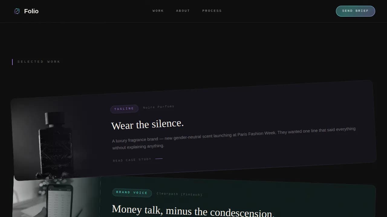 Luminous — Elegant Copywriter Portfolio Landing Page Template