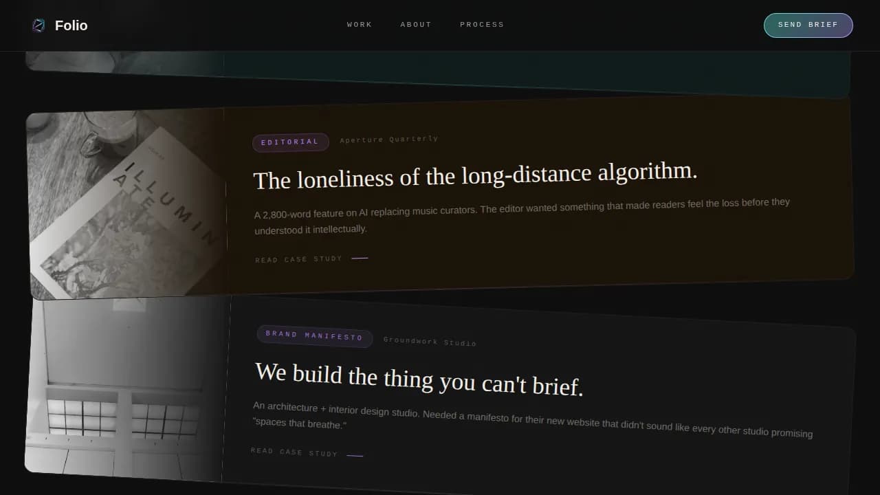Luminous — Elegant Copywriter Portfolio Landing Page Template