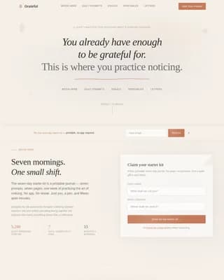 Zenith — Thoughtful Gratitude Journal Landing Page Template