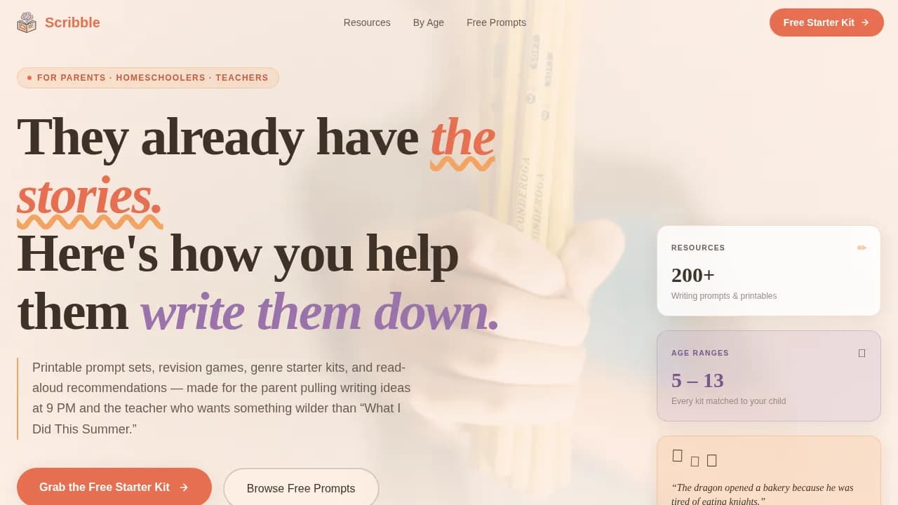 Canvas — Engaging Kids Writing Workshop Landing Page Template