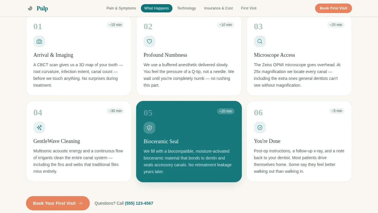Pulp — Advanced Endodontics Booking Landing Page Template