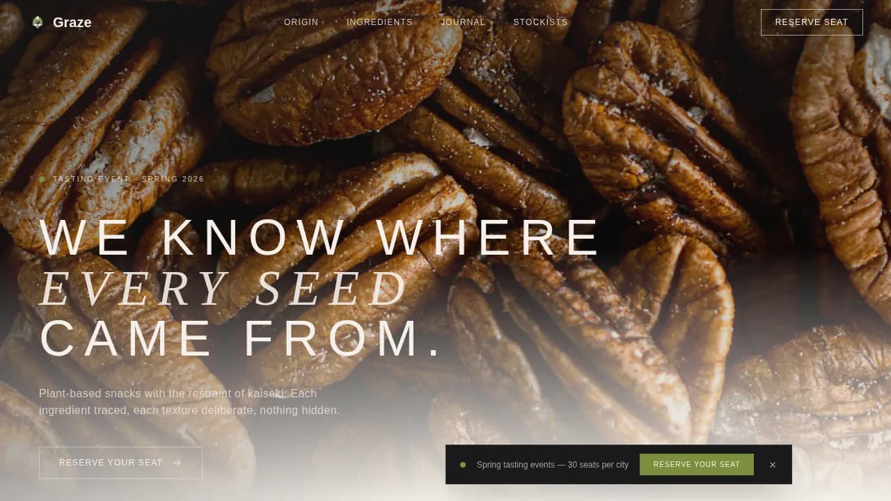 Graze — Elegant Vegan Nutrition Landing Page Template