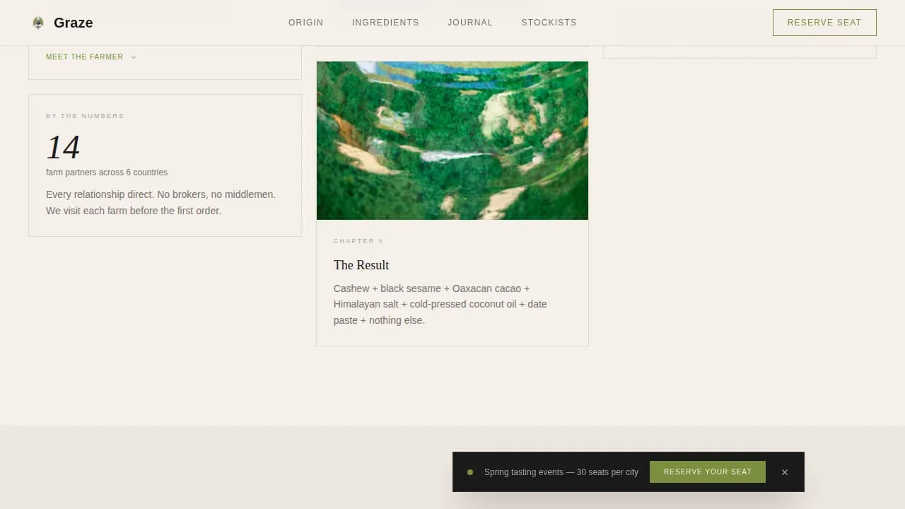 Graze — Elegant Vegan Nutrition Landing Page Template