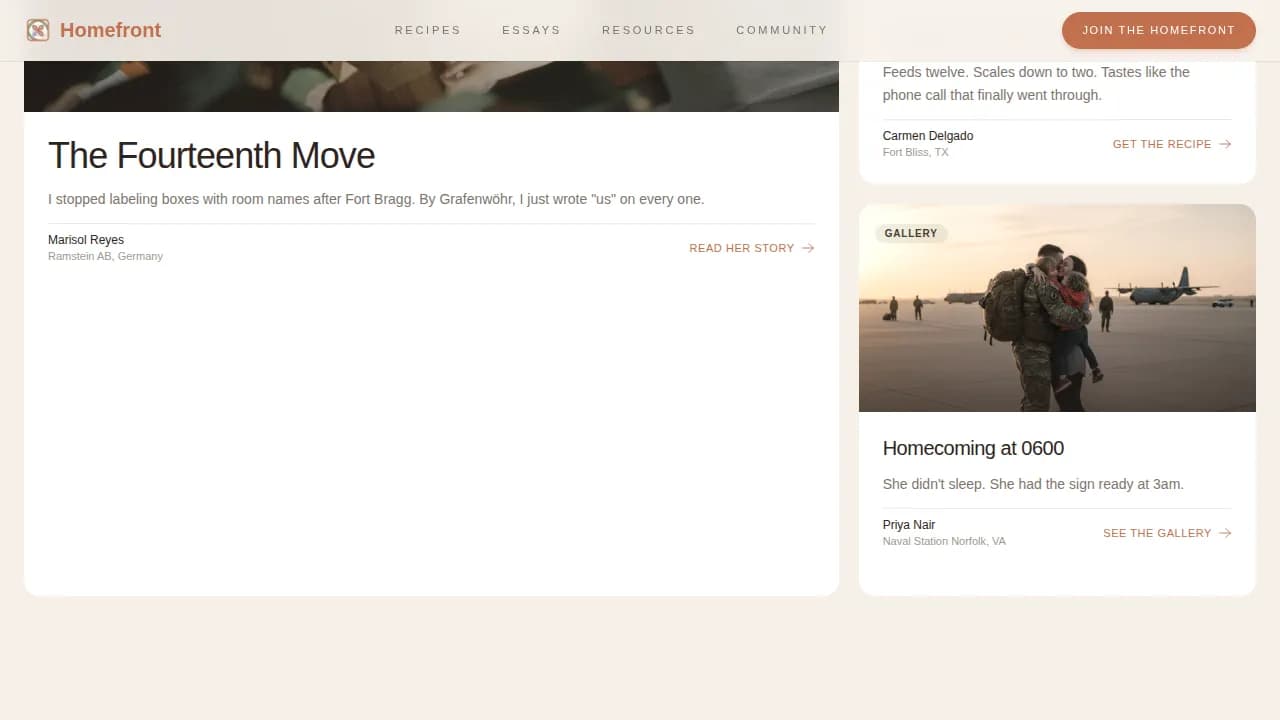 Harbor — Supportive Military Family Landing Page Template