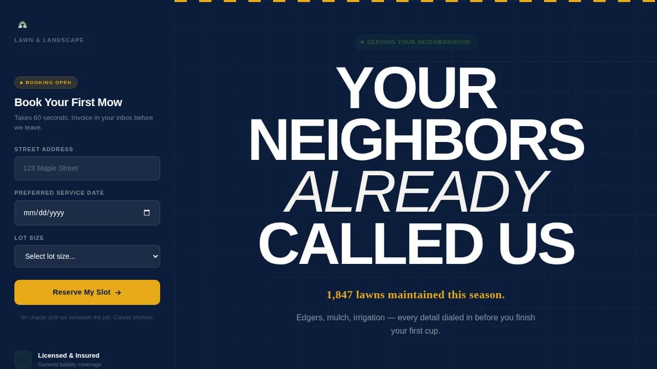 Mow - Precision Lawn Booking Landing Page Template