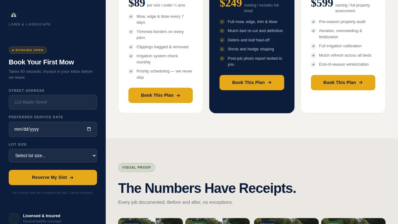 Mow - Precision Lawn Booking Landing Page Template