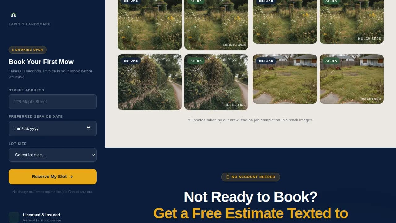 Mow - Precision Lawn Booking Landing Page Template