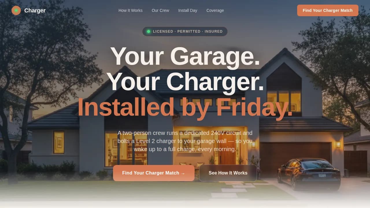 Charger - Professional EV Charger Installation Landing Page Template