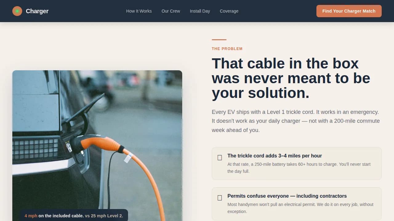 Charger - Professional EV Charger Installation Landing Page Template