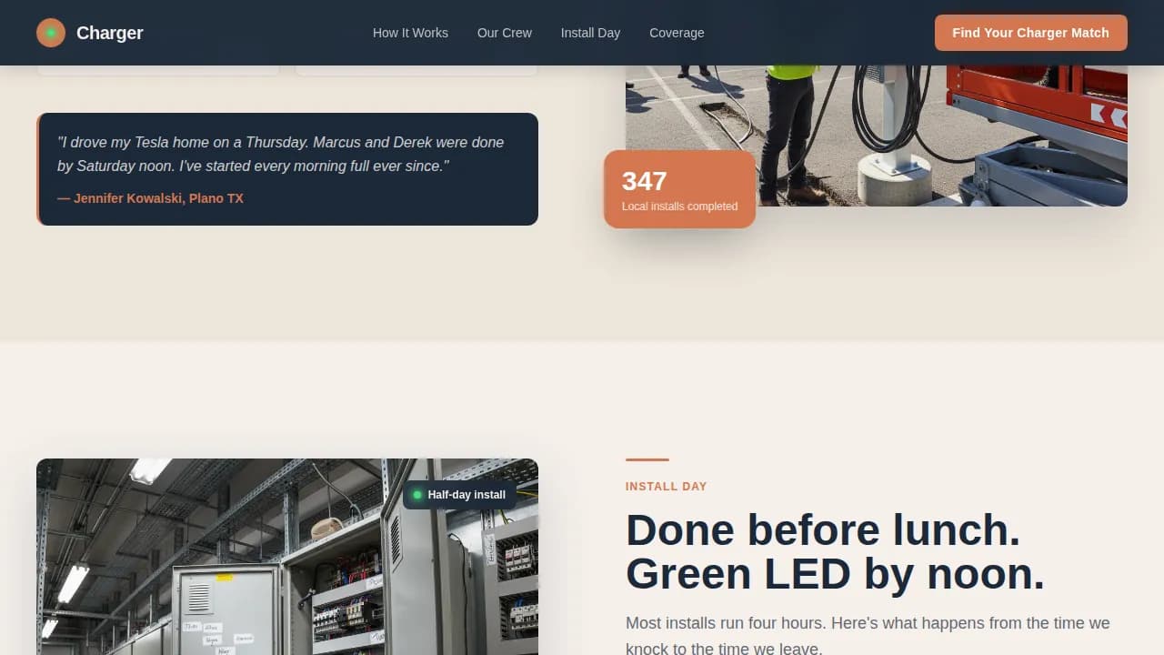 Charger - Professional EV Charger Installation Landing Page Template