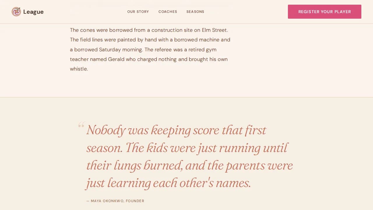 League — Compelling Youth Athletics Landing Page Template