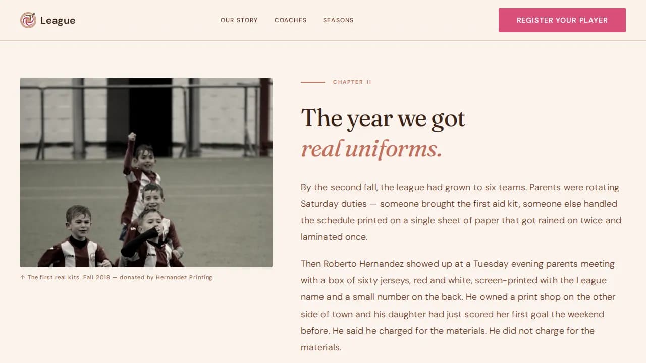 League — Compelling Youth Athletics Landing Page Template