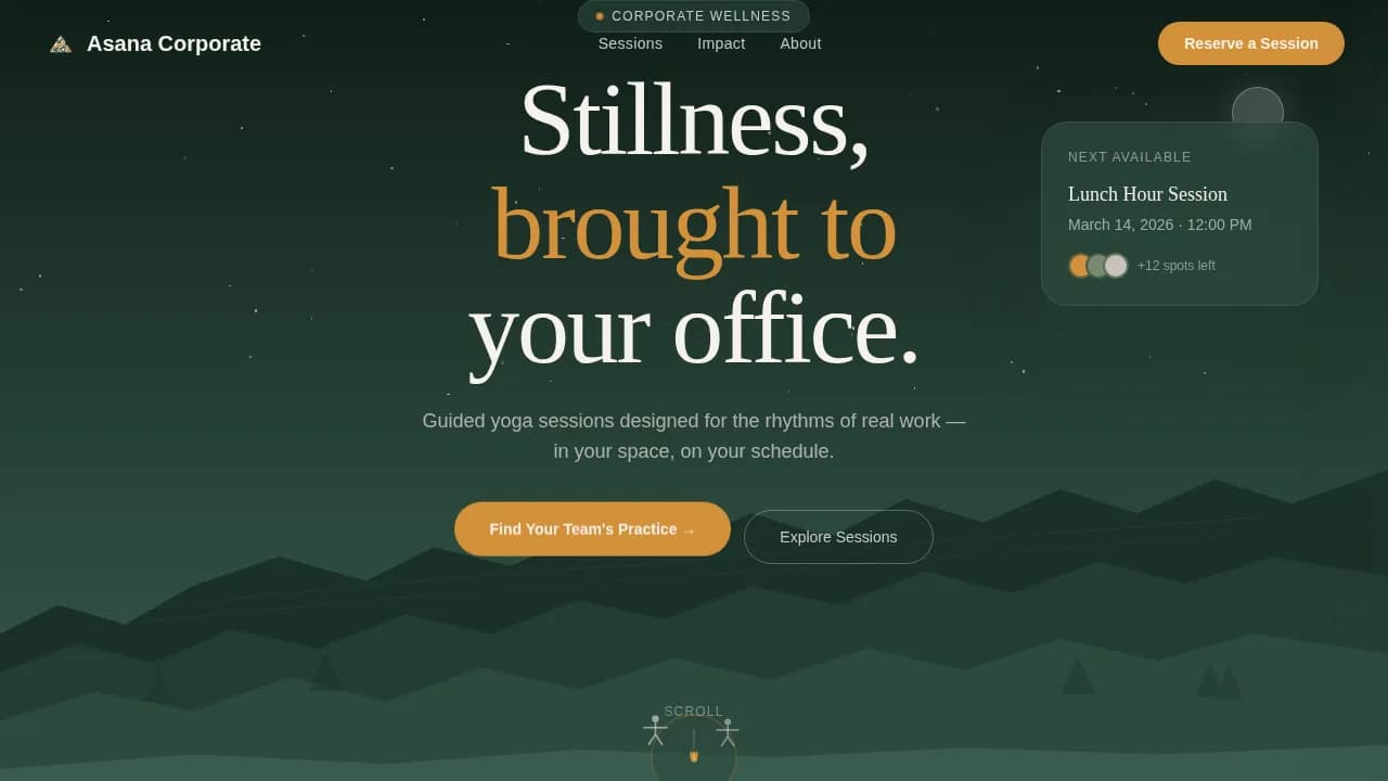 Asana - Corporate Yoga Wellness Landing Page Template
