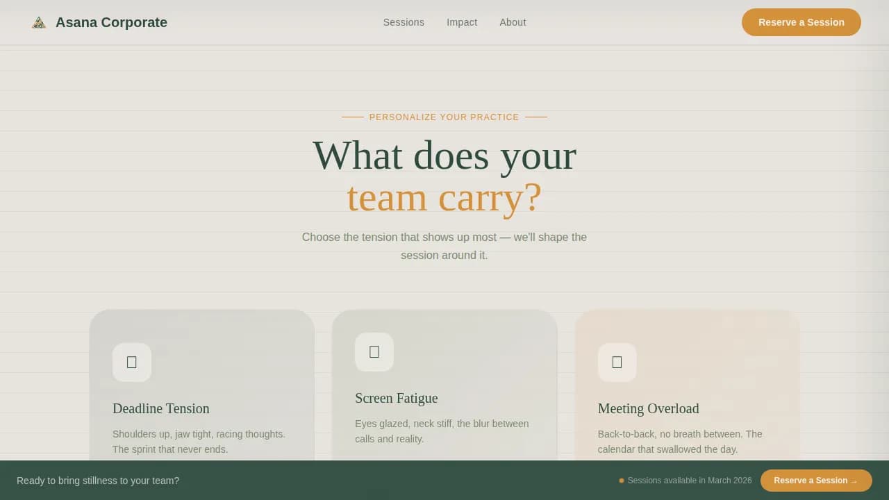 Asana - Corporate Yoga Wellness Landing Page Template