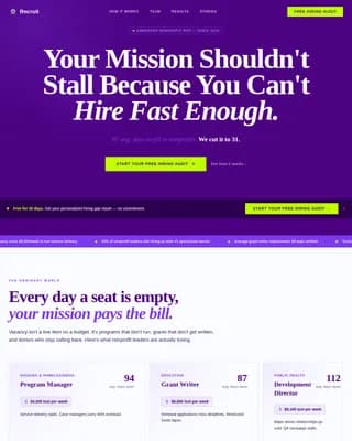 Recruit - Mission-Driven Nonprofit RPO Landing Page Template