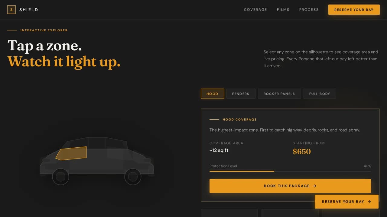 Shield — Protective Automotive Coating Landing Page Template