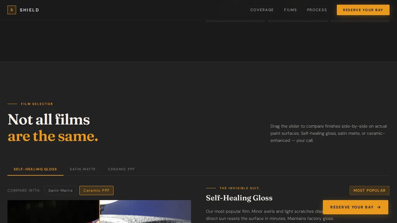 Shield — Protective Automotive Coating Landing Page Template
