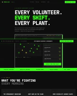 Mobilize — Robust Manufacturing Volunteer Landing Page Template