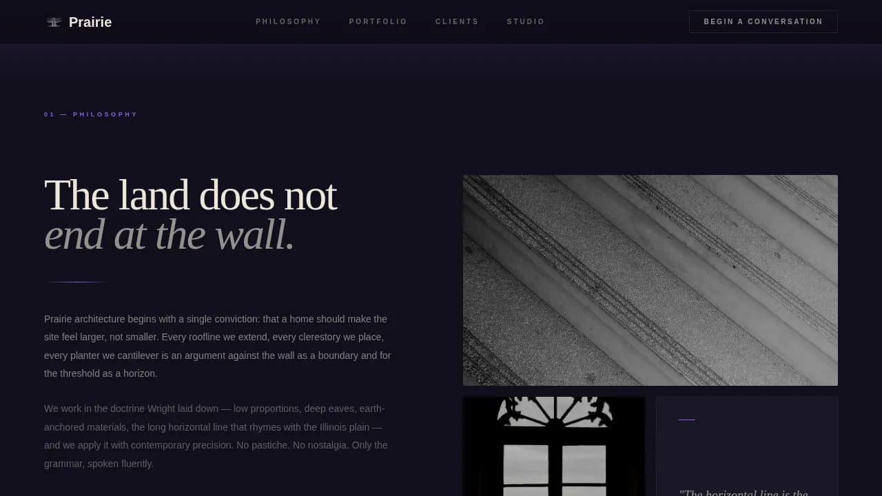 Prairie - Horizon-Drawn Architecture Landing Page Template