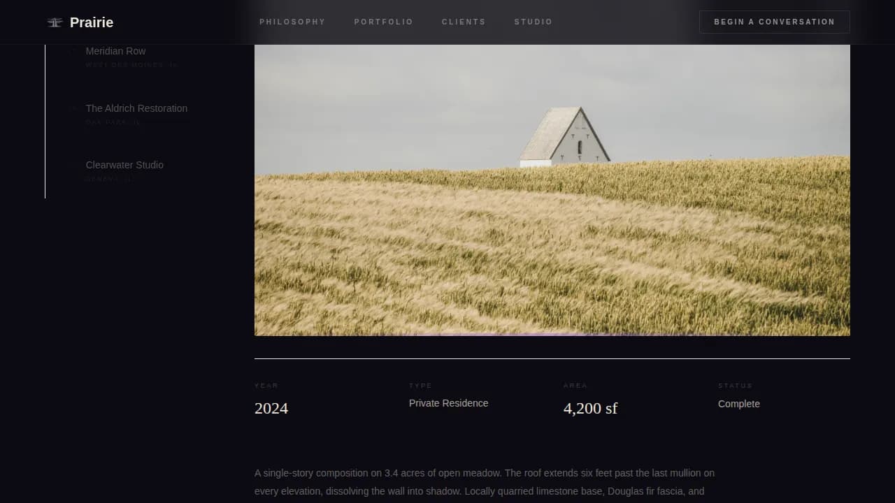 Prairie - Horizon-Drawn Architecture Landing Page Template