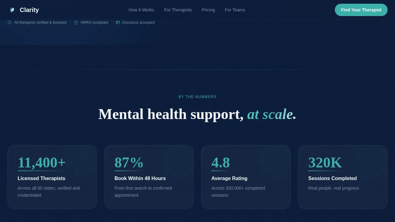 Clarity — Effortless Therapist Booking Landing Page Template