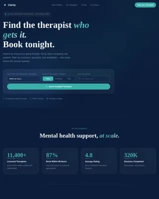 Clarity — Effortless Therapist Booking Landing Page Template