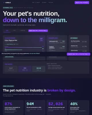 Kibble - AI-Powered Pet Nutrition Landing Page Template